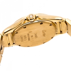 Pre Owned Cartier Cream 18K Yellow Gold Diamonds Panthere Cougar 1171 Women's Wriswatch 26 MM