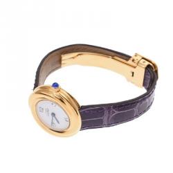 Pre Owned Cartier White Gold Plated Metal Must Trinity W1010844 Women's Wristwatch 26 MM