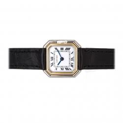 Cartier Silver 18K White Gold 18K Yellow Gold nd Alligator Strap Ceinture Women's Wristwatch 25MM