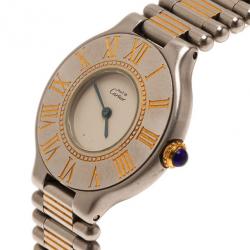 مملوكة مسبقًا Cartier Silver Stainless Steel 21 Must de Cartier Women’s Wristwatch 30MM
