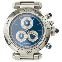 Cartier Pasha SS Chronograph Womens Wristwatch 35 MM