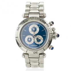 Cartier Pasha SS Chronograph Womens Wristwatch 35 MM