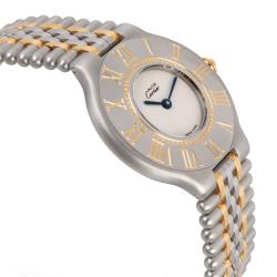 Pre Owned Cartier Silver Gold Plated and Stainless Steel Must 21 9010 Women's Wristwatch 31MM