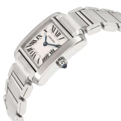 Pre Owned Cartier Silver and Stainless Steel Tank Francaise W51008Q3 Women's Wristwatch 20MM