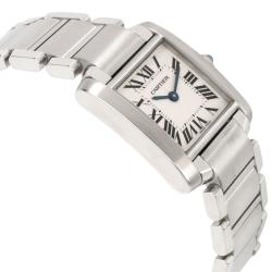 Pre Owned Cartier Silver and Stainless Steel Tank Francaise W51008Q3 Women's Wristwatch 20MM