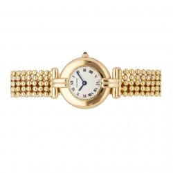 Pre Owned Cartier White 18k Yellow Gold Colisee W1500300 Women's Wristwatch 24 MM