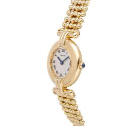 Pre Owned Cartier White 18k Yellow Gold Colisee W1500300 Women's Wristwatch 24 MM