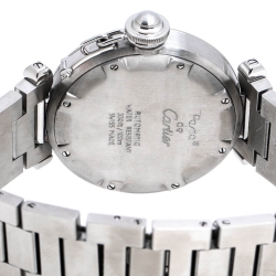 Pre Owned ساعة يد نسائية كارتييه باشا دو كارتييه جي ام تي 2377 ستانلس ستيل فضية 35 مم