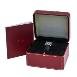 Pre Owned Cartier Silver White Stainless Steel Tank Solo 3169 Women's Wristwatch 27 mm