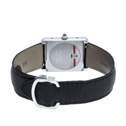 Pre Owned Cartier Silver White Stainless Steel Tank Solo 3169 Women's Wristwatch 27 mm