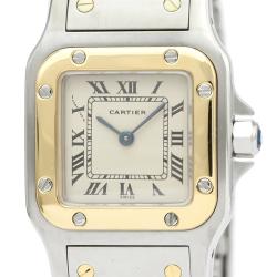 Pre Owned Cartier Silver 18K Yellow Gold And Stainless Steel Santos Galbee Quartz 166930 Women's Wristwatch 24 MM