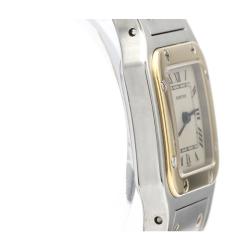Pre Owned Cartier Silver 18K Yellow Gold And Stainless Steel Santos Galbee Quartz 166930 Women's Wristwatch 24 MM