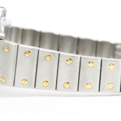 Pre Owned Cartier Silver 18K Yellow Gold And Stainless Steel Santos Galbee Quartz 166930 Women's Wristwatch 24 MM