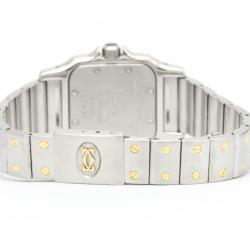 Pre Owned Cartier Silver 18K Yellow Gold And Stainless Steel Santos Galbee Quartz 166930 Women's Wristwatch 24 MM