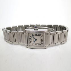 Pre Owned Cartier Tank Francaise Wristwatch SS White Silver Ladies