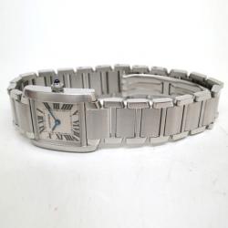 Pre Owned Cartier Tank Francaise Wristwatch SS White Silver Ladies