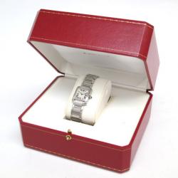 Pre Owned Cartier Tank Francaise Wristwatch SS White Silver Ladies