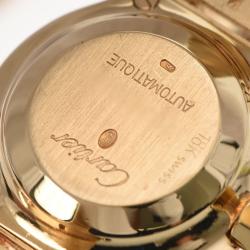 Pre Owned Cartier White Yellow Gold And Stainless Steel Santos Octagon Automatic Women's Wristwatch 25 mm