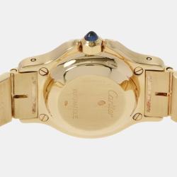 Pre Owned Cartier White Yellow Gold And Stainless Steel Santos Octagon Automatic Women's Wristwatch 25 mm