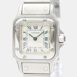Pre Owned Cartier Silver Stainless Steel Santos Galbee W20017D6 Quartz Women's Wristwatch 24 mm