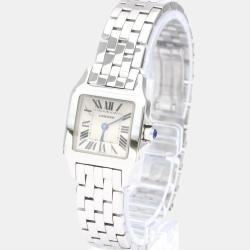 مملوكة مسبقًا Cartier Silver Stainless Steel Santos Demoiselle W25064Z5 Quartz Women's Wristwatch 20 mm