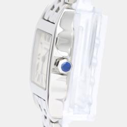 مملوكة مسبقًا Cartier Silver Stainless Steel Santos Demoiselle W25064Z5 Quartz Women's Wristwatch 20 mm