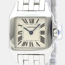 مملوكة مسبقًا Cartier Silver Stainless Steel Santos Demoiselle W25064Z5 Quartz Women's Wristwatch 20 mm
