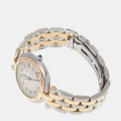 Pre Owned Cartier White 18k Yellow Gold And Stainless Steel Panthere Cougar Quartz Women's Wristwatch 30 mm