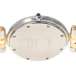 Pre Owned Cartier White 18k Yellow Gold And Stainless Steel Panthere Cougar Quartz Women's Wristwatch 30 mm