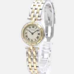 Pre Owned Cartier Silver 18k Yellow Gold And Stainless Steel Panthere 1057920 Quartz Women's Wristwatch 24 mm