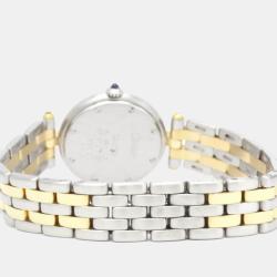 Pre Owned Cartier Silver 18k Yellow Gold And Stainless Steel Panthere 1057920 Quartz Women's Wristwatch 24 mm