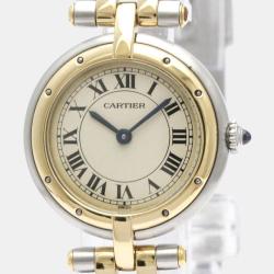 Pre Owned Cartier Silver 18k Yellow Gold And Stainless Steel Panthere 1057920 Quartz Women's Wristwatch 24 mm