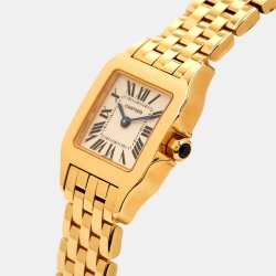 Pre Owned Cartier Cream 18k Yellow Gold Santos Demoiselle W25063X9 Women's Wristwatch 21 mm