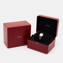 Pre Owned Cartier Cream 18k Yellow Gold Santos Demoiselle W25063X9 Women's Wristwatch 21 mm