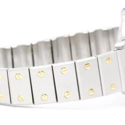 Pre Owned Cartier White 18k Yellow Gold And Stainless Steel Santos Octagon 187903 Quartz Women's Wristwatch 24 mm