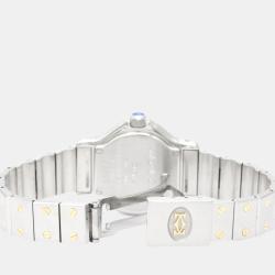 Pre Owned Cartier White 18k Yellow Gold And Stainless Steel Santos Octagon 187903 Quartz Women's Wristwatch 24 mm
