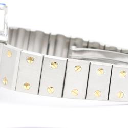 Pre Owned Cartier White 18k Yellow Gold And Stainless Steel Santos Octagon 187903 Quartz Women's Wristwatch 24 mm