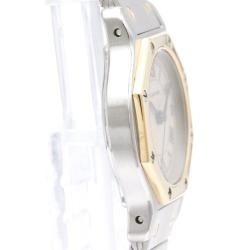 Pre Owned Cartier White 18k Yellow Gold And Stainless Steel Santos Octagon 187903 Quartz Women's Wristwatch 24 mm