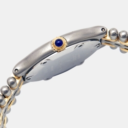 Pre Owned Cartier Cream 18k Yellow Gold Stainless Steel Must 21 9010 Women's Wristwatch 28 mm