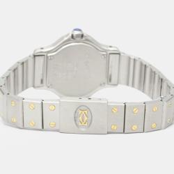Pre Owned Cartier Silver 18k Yellow Gold And Stainless Steel Santos Octagon Quartz Women's Wristwatch 24 mm