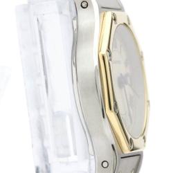 Pre Owned Cartier Silver 18k Yellow Gold And Stainless Steel Santos Octagon Quartz Women's Wristwatch 24 mm