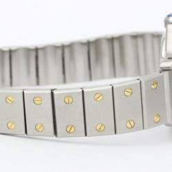 Pre Owned Cartier Silver 18k Yellow Gold And Stainless Steel Santos Octagon Quartz Women's Wristwatch 24 mm