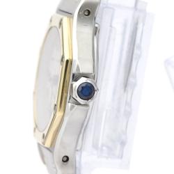Pre Owned Cartier Silver 18k Yellow Gold And Stainless Steel Santos Octagon Quartz Women's Wristwatch 24 mm