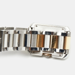 Pre Owned Cartier Silver 18K Rose Gold Stainless Steel Diamond Tank Anglaise WT100032 Women's Wristwatch 26 mm