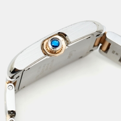 Pre Owned Cartier Silver 18K Rose Gold Stainless Steel Diamond Tank Anglaise WT100032 Women's Wristwatch 26 mm
