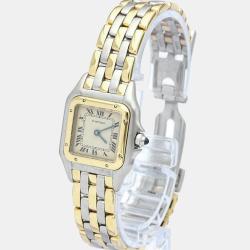 مملوكة مسبقًا Cartier Silver 18K Yellow Gold And Stainless Steel Panthere Women's Wristwatch 22 mm