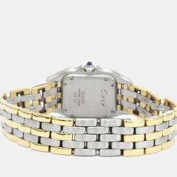 مملوكة مسبقًا Cartier Silver 18K Yellow Gold And Stainless Steel Panthere Women's Wristwatch 22 mm