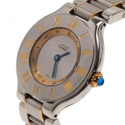 Pre Owned ساعة يد نسائية كارتييه ماست 21 دي كارتييه فولاذ مقاوم للصدأ فضية 30 مم