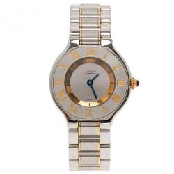 Pre Owned ساعة يد نسائية كارتييه ماست 21 دي كارتييه فولاذ مقاوم للصدأ فضية 30 مم