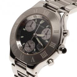 Cartier Black Stainless Steel 21 Must de Cartier Chronoscaph Women's Wristwatch 38MM